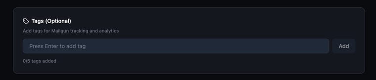 The Tags field with input and Add button