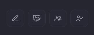 Four action buttons shown as icons: a pencil for Edit Event, a handshake for Sponsorship, a group of people for Event Attendees, and a person with a checkmark for Event Members