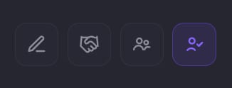 Four action buttons with the person-with-checkmark icon highlighted, indicating the Event Attendees action is selected