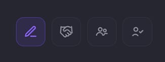 Four action buttons with the pencil icon highlighted, indicating the Edit Event action is selected