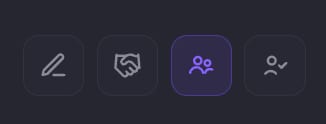 Four action buttons with the group-of-people icon highlighted, indicating the Event Members action is selected