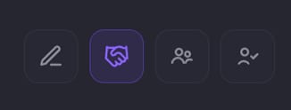 Four action buttons with the handshake icon highlighted, indicating the Sponsorship action is selected