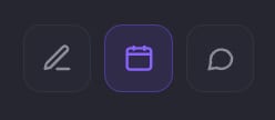 Three action buttons with the calendar icon highlighted, indicating the Hosted Events action is selected