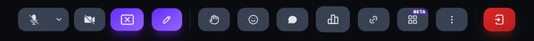 The call toolbar with the annotation pencil button active in purple during screen sharing