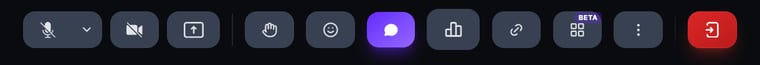 The call toolbar with the Chat button active in purple