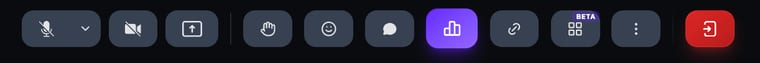 The call toolbar with the Poll button highlighted in purple