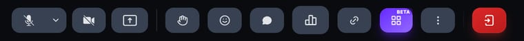 The call toolbar with the Breakout Rooms button active in purple